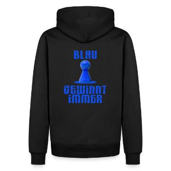 BRETTSPIEL GESCHENK BLAU GEWINNT IMMER - Männer Premium Bio Hoodie - Schwarz - Hinten - Nico (187cm)