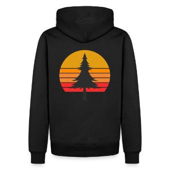 RETRO VINTAGE FIR FORESTER - Men’s Premium Organic Hoodie - black - Back - Nico (187cm)