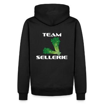 TEAM SELLERIE LUSTIGER SPRUCH GESCHENK - Männer Premium Bio Hoodie - Schwarz - Hinten - Nico (187cm)
