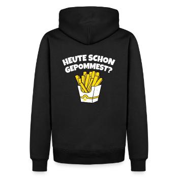 POMMES GESCHENK LUSTIGER SPRUCH POMMES FRITES - Männer Premium Bio Hoodie - Schwarz - Hinten - Nico (187cm)