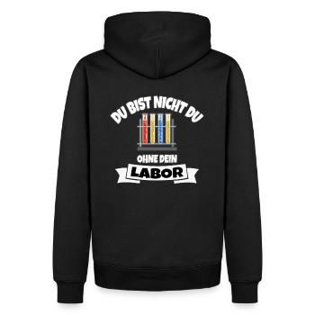 DU BIST NICHT DU OHNE DEIN LABOR - Männer Premium Bio Hoodie - Schwarz - Hinten - Nico (187cm)