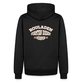 ROULADEN FORMTEN DIESEN KÖRPER - Männer Premium Bio Hoodie - Schwarz - Hinten - Nico (187cm)