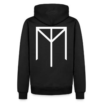 15021504 MT • Offizielles Logo • - Männer Premium Bio Hoodie - Schwarz - Hinten - Nico (187cm)