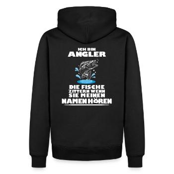 ANGLER LUSTIGER SPRUCH GESCHENK - Männer Premium Bio Hoodie - Schwarz - Hinten - Nico (187cm)