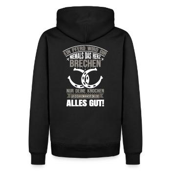 EIN PFERD WIRD DIR NIEMALS DAS HERZ BRECHEN - Männer Premium Bio Hoodie - Schwarz - Hinten - Nico (187cm)
