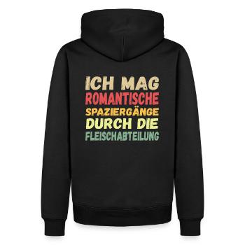 ICH MAG ROMANTISCHE SPAZIERGÄNGE..... - Männer Premium Bio Hoodie - Schwarz - Hinten - Nico (187cm)