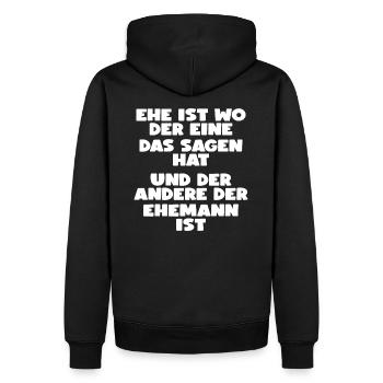 EHE IST... LUSTIGER SPRUCH GESCHENK EHE - Männer Premium Bio Hoodie - Schwarz - Hinten - Nico (187cm)