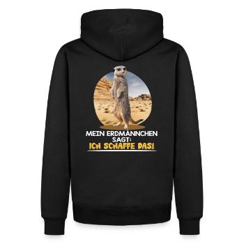 MEIN ERDMÄNNCHEN SAGT: ICH SCHAFFE DAS! - Männer Premium Bio Hoodie - Schwarz - Hinten - Nico (187cm)