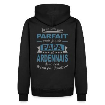 papa Ardennais cadeau père Ardennes - Sweat à capuche Premium bio Homme - noir - Dos - Nico (187cm)