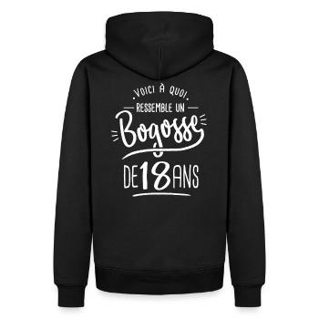 anniversaire 18 ans bogosse cadeau humour 18 ans - Sweat à capuche Premium bio Homme - noir - Dos - Nico (187cm)