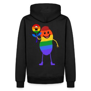 Erdnuss Gay Liebe Anders Partnerschaft LGBT Paar - Männer Premium Bio Hoodie - Schwarz - Hinten - Nico (187cm)