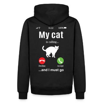 Cat Call Drôle Propriétaire de chat Idée cadeau Amusant - Sweat à capuche Premium bio Homme - noir - Dos - Nico (187cm)