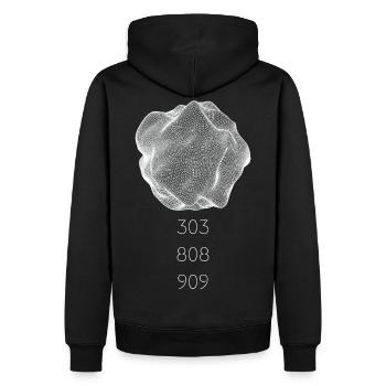 Techno abstract drawing, synthesizer 303 808 909 - Men’s Premium Organic Hoodie - black - Back - Nico (187cm)