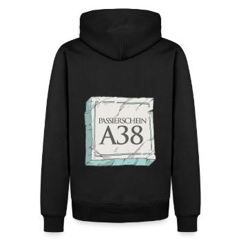Passierschein A38 Ausgangssperre Home Office - Männer Premium Bio Hoodie - Schwarz - Hinten - Nico (187cm)