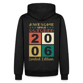 October Vintage 2006 16th Birthday Gift - Men’s Premium Organic Hoodie - black - Back - Nico (187cm)