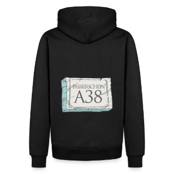 Passierschein A38 Ausgangssperre Home Office - Männer Premium Bio Hoodie - Schwarz - Hinten - Nico (187cm)