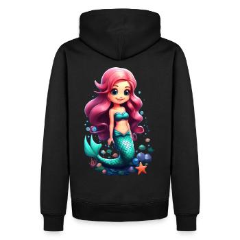 Chibi sirène mignonne aux cheveux roses - Sweat à capuche Premium bio Homme - noir - Dos - Nico (187cm)
