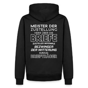 Briefträger/Briefträgerin/Postzusteller/Post - Männer Premium Bio Hoodie - Schwarz - Hinten - Nico (187cm)