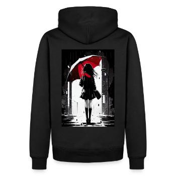 Anime Art | Girl with the Red Umbrella - Männer Premium Bio Hoodie - Schwarz - Hinten - Nico (187cm)