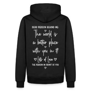 Chère personne derrière moi - Sweat à capuche Premium bio Homme - noir - Dos - Nico (187cm)