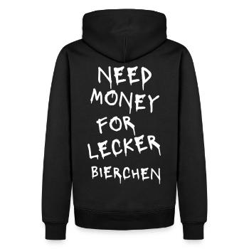Für Bierfreunde X Need Money For Lecker Bierchen - Männer Premium Bio Hoodie - Schwarz - Hinten - Nico (187cm)