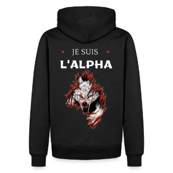 Je suis l'alpha t-shirt - Sweat à capuche Premium bio Homme - noir - Dos - Nico (187cm)