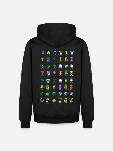 Cute Robot Pattern - Men’s Premium Organic Hoodie - black