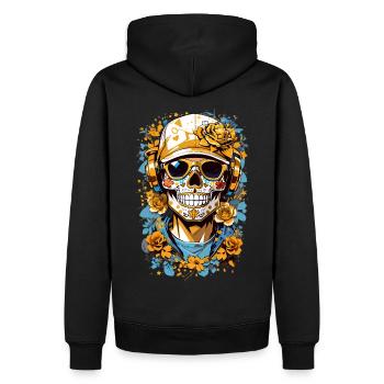 Zucker Schädel - Männer Premium Bio Hoodie - Schwarz - Hinten - Nico (187cm)