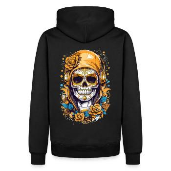 Crâne de sucre doré - Sweat à capuche Premium bio Homme - noir - Dos - Nico (187cm)