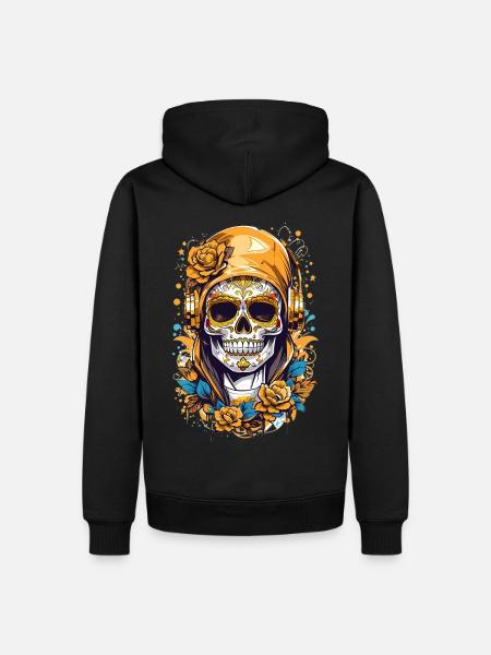 Golden Sugar Skull - Men’s Premium Organic Hoodie - black