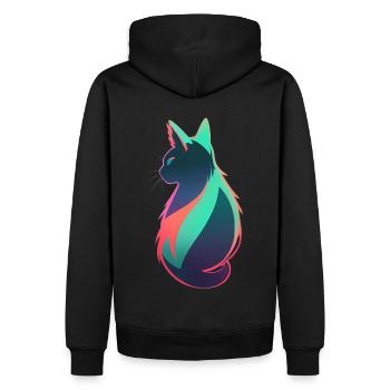 wonderful cat neon colorful colorful - Men’s Premium Organic Hoodie - black - Back - Nico (187cm)