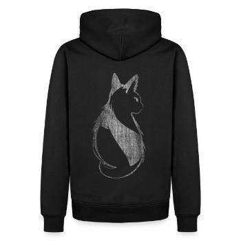 Katze von hinten cooles Design - Männer Premium Bio Hoodie - Schwarz - Hinten - Nico (187cm)