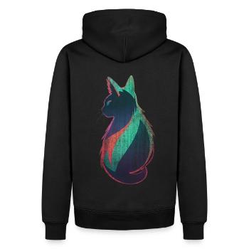 Neon Katze Kunst - Männer Premium Bio Hoodie - Schwarz - Hinten - Nico (187cm)