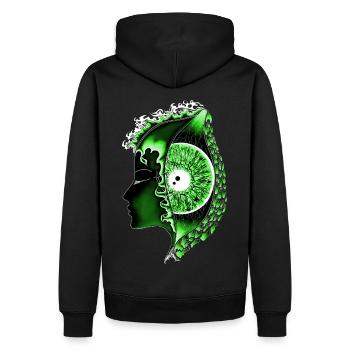 Big eye green, eye, vertical, realistic - Men’s Premium Organic Hoodie - black - Back - Nico (187cm)