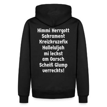 bayerisch fluchen Bayer Bayern Himmi Herrgott - Männer Premium Bio Hoodie - Schwarz - Hinten - Nico (187cm)