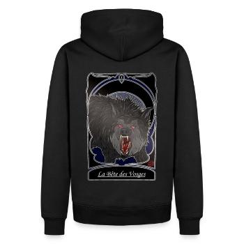 La Bete des Vosges - folklore Vosges - Sweat à capuche Premium bio Homme - noir - Dos - Nico (187cm)