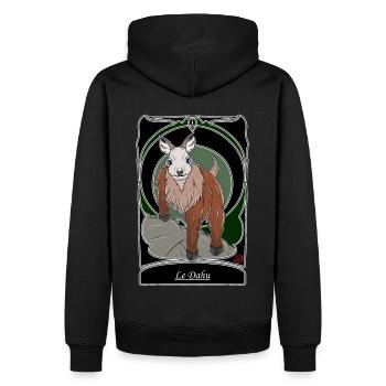 Die Dahu - Französische Folklore - Männer Premium Bio Hoodie - Schwarz - Hinten - Nico (187cm)
