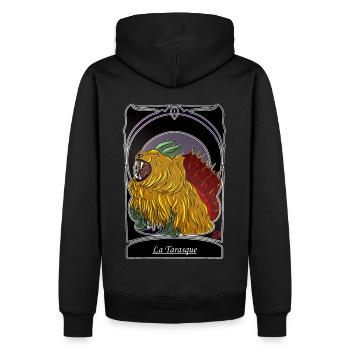 La Tarasque - folklore Provence Tarascon - Men’s Premium Organic Hoodie - black - Back - Nico (187cm)