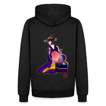 Bijinga Femme futuriste et shisha - Sweat à capuche Premium bio Homme - noir - Dos - Nico (187cm)