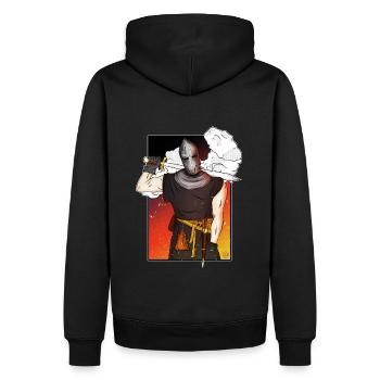 Yankee-Ritter mit Schwert - Männer Premium Bio Hoodie - Schwarz - Hinten - Nico (187cm)