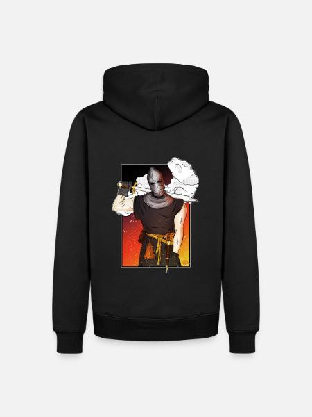 Yankee-Ritter mit Schwert - Männer Premium Bio Hoodie - Schwarz