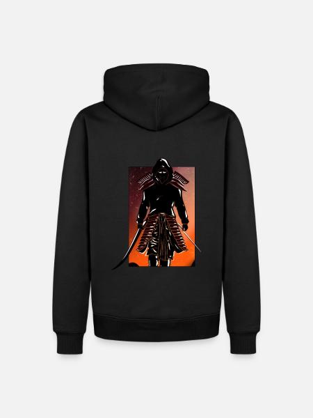 Samurai Hannya im Kapuzenpullover - Männer Premium Bio Hoodie - Schwarz