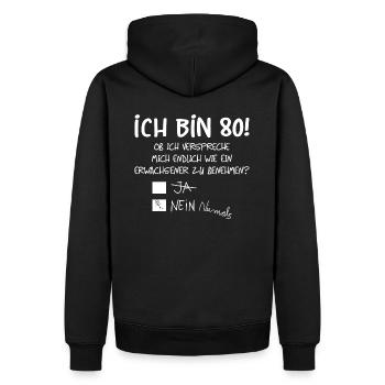 ICH BIN 80! - 80. GEBURTSTAG - Männer Premium Bio Hoodie - Schwarz - Hinten - Nico (187cm)