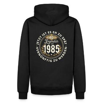 40. Geburtstag 2025 Legendär seit 1985 Geschenk - Männer Premium Bio Hoodie - Schwarz - Hinten - Nico (187cm)