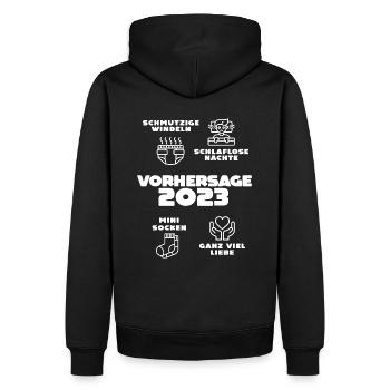 WERDENDER PAPA MAMA BABY GEBURT VORHERSAGE 2023 - Männer Premium Bio Hoodie - Schwarz - Hinten - Nico (187cm)
