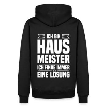 Ich bin Hausmeister ich finde Lösung Gebäudewart - Männer Premium Bio Hoodie - Schwarz - Hinten - Nico (187cm)