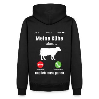 Kühe rufen Landwirt Bauer Geschenkidee Kuh lustig - Männer Premium Bio Hoodie - Schwarz - Hinten - Nico (187cm)