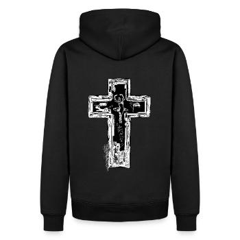 Ballerina Kreuz Shirt - Männer Premium Bio Hoodie - Schwarz - Hinten - Nico (187cm)