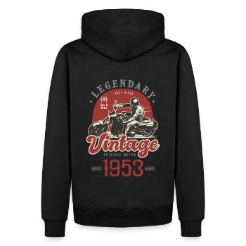 1953 Jubiläum 70 Jahre Vintage Biker Motorrad - Männer Premium Bio Hoodie - Schwarz - Hinten - Nico (187cm)