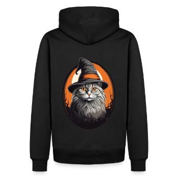 Halloween Katze - Männer Premium Bio Hoodie - Schwarz - Hinten - Nico (187cm)